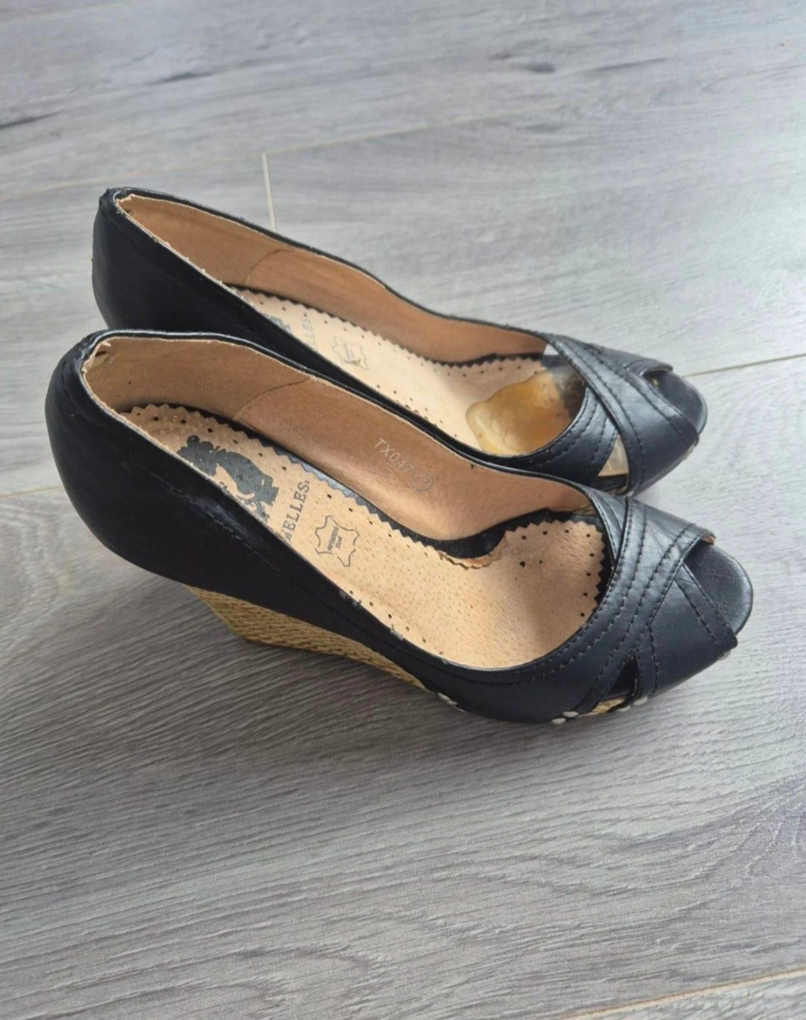 Jumelles Negras de Ante/Cuero Peep-toe con Zuecos/Tacones - Talla 37 – photo 3